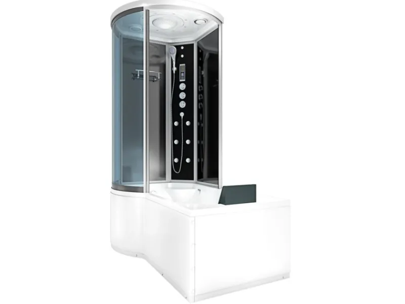 Clearance Kombination Badewanne Dusche K55-R33 Duschtempel 100x170 Einhebelmischer