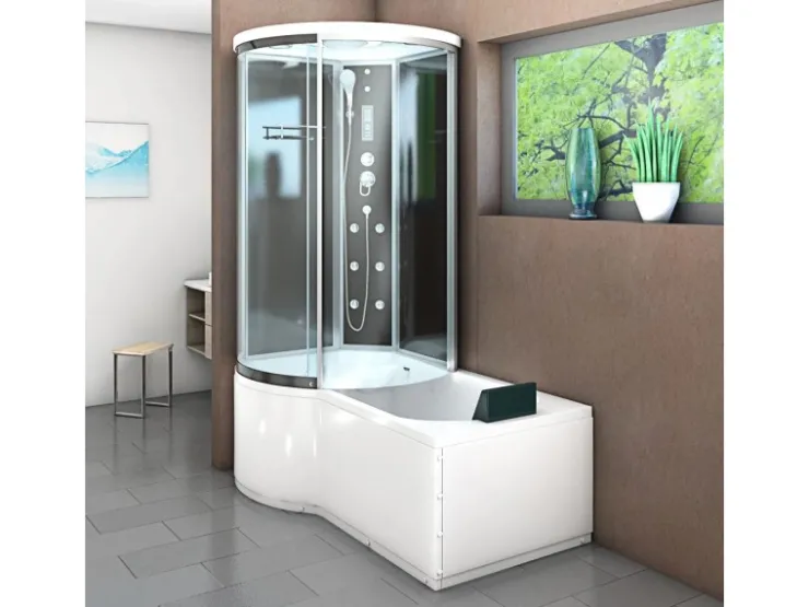 AcquaVapore Einhebelmischer<Kombination Badewanne Dusche K55-R31-EC Duschtempel 100x170