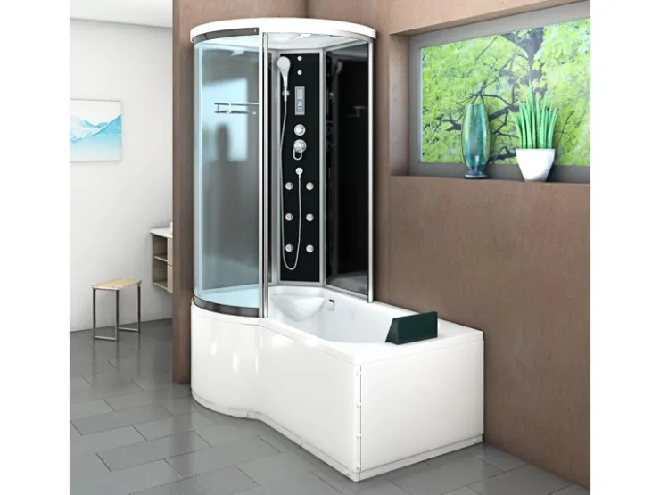 AcquaVapore Einhebelmischer<Kombination Badewanne Dusche K55-R31-EC Duschtempel 100x170