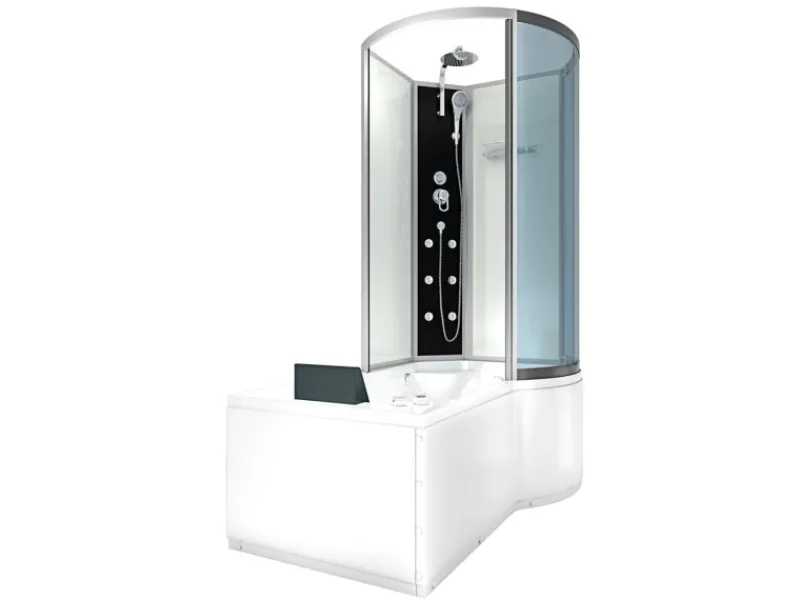 Sale Kombination Whirlpool Dusche K50-L00-WP-EC Duschkabine Wanne 170x100 Einhebelmischer