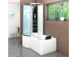 Kombination Whirlpool Dusche K50-R00-WP-EC Duschkabine Wanne 100x170 Einhebelmischer