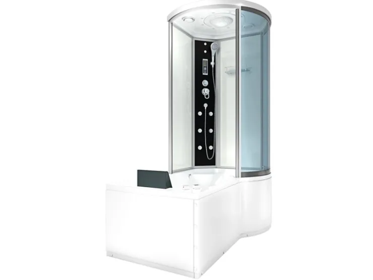 Clearance AcquaVapore Kombination Whirlpool Dusche K55-L01-WP Duschkabine Wanne 170x100