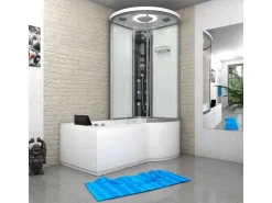 Clearance AcquaVapore Kombination Whirlpool Dusche K55-L01-WP Duschkabine Wanne 170x100