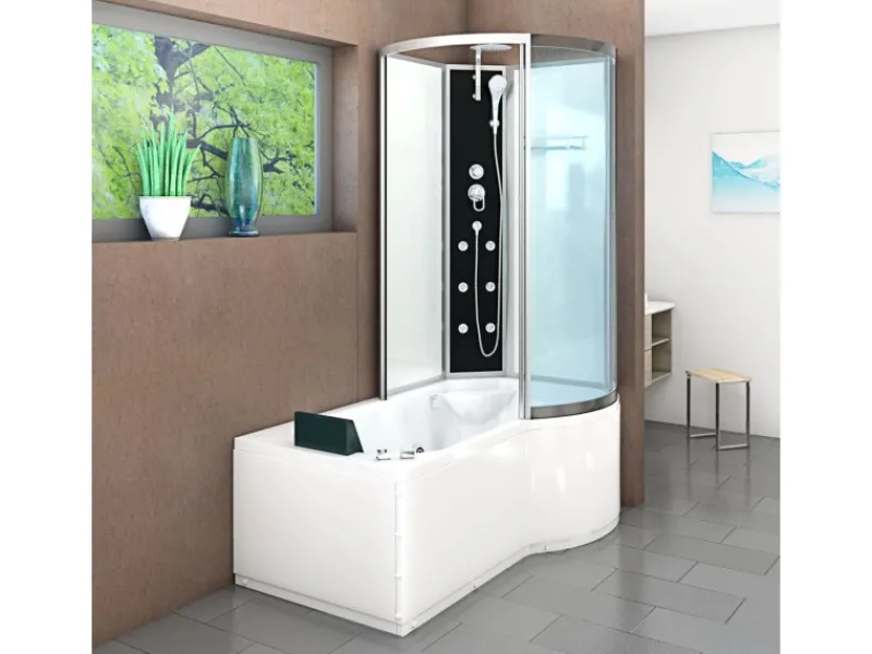 Hot Kombination Whirlpool Dusche K50-L00-WP Duschkabine Wanne 170x100 Einhebelmischer