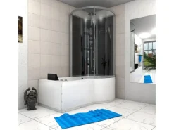 Best Kombination Whirlpool Dusche K50-L31-WP Duschkabine Wanne 170x100 Einhebelmischer