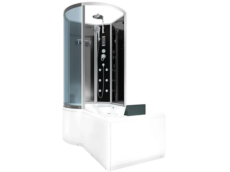 Sale Kombination Whirlpool Dusche K50-L30-WP Duschkabine Wanne 170x100 Einhebelmischer