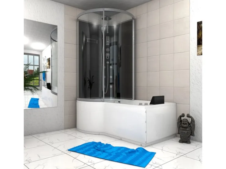 Sale Kombination Whirlpool Dusche K50-L30-WP Duschkabine Wanne 170x100 Einhebelmischer