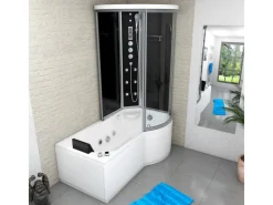 Best Kombination Whirlpool Dusche K55-L33-WP Duschkabine Wanne 170x100 Einhebelmischer