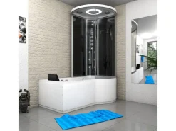 Sale Kombination Whirlpool Dusche K55-L33-WP-EC Duschkabine Wanne 170x100 Einhebelmischer