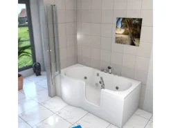 Outlet Seniorendusche und Wanne mit Whirlpool S12D-EH-WP-R Dusche 85x170 Einhebelmischer