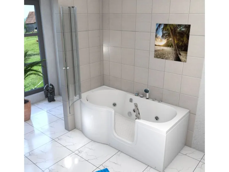 Outlet Seniorendusche und Wanne mit Whirlpool S12D-EH-WP-R Dusche 85x170 Einhebelmischer