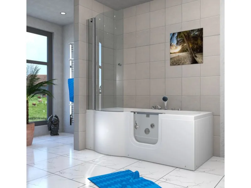 Outlet Seniorendusche und Wanne mit Whirlpool S12D-EH-WP-R Dusche 85x170 Einhebelmischer