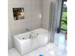 New Seniorendusche und Wanne mit Whirlpool S12D-EH-WP-L Dusche 170x85 Einhebelmischer