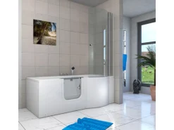 Clearance Seniorendusche und Badewanne mit Tür S12D-TH-L Dusche 170x85 Einhebelmischer