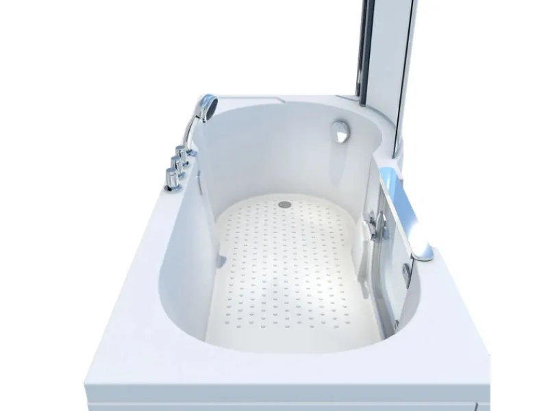 Clearance Seniorendusche und Badewanne mit Tür S12D-TH-L Dusche 170x85 Einhebelmischer