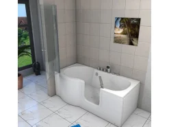 Sale Seniorendusche und Wanne mit Whirlpool S12D-TH-AIR-R Dusche 85x170 Einhebelmischer