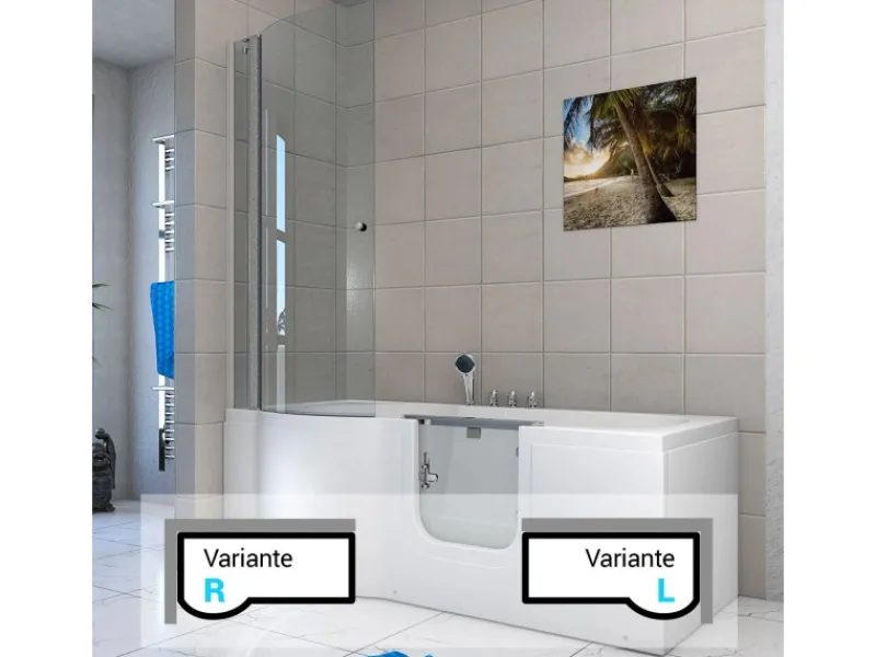 Sale Seniorendusche und Wanne mit Whirlpool S12D-TH-AIR-R Dusche 85x170 Einhebelmischer