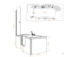 Best AcquaVapore Seniorendusche und Wanne mit Whirlpool S12D-TH-AIR-R-EC Dusche 85x17