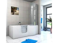 Online Seniorendusche und Wanne mit Whirlpool S12D-TH-AIR-L-EC Dusche 170x8 Einhebelmischer