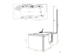 AcquaVapore Einhebelmischer<Seniorendusche und Wanne mit Whirlpool S12D-EH-AIR-L-EC Dusche 170x8