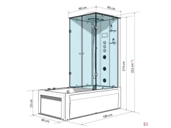 Sale AcquaVapore Whirlpool Dusche Kombination K05-L01-WP Duschtempel 180x90