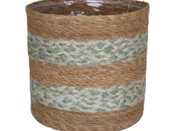 Best A.H.G. Pflanzkorb Seegras Zick Zack Wasserdicht Ø 14 cm x 14 cm Salbeibeige