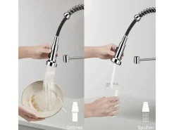 Hot AICA Hochdruck Wasserhahn 43x21x12cm Küche Abnehmbarer Mischbatterie und Drehbarer 360° Spiralfeder Bad Küchenarmatur Einhebelmischer