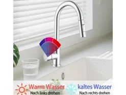 Einhebelmischer<AICA Säulenbrause-Wasserhahn Zwei Wasserauslassmodi Küche Mischbatterie Ausziehbar 360° Drehbar Einhand-Spültischarmatur Bad Küchenarmatur Chrom
