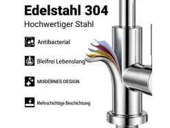 Einhebelmischer<AICA Säulenbrause-Wasserhahn Zwei Wasserauslassmodi Küche Mischbatterie Ausziehbar 360° Drehbar Einhand-Spültischarmatur Bad Küchenarmatur Chrom