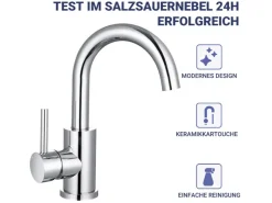 Clearance AICA Wasserhahn Bad Hoch Waschtischarmatur Auslauf Höhe 158mm Waschbecken Armaturen 304 Edelstahl Einhebelmischer Mischbatterie Chrom