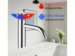 Best AICA Wasserhahn Bad Hoch Waschtischarmatur Auslauf Höhe 195mm Waschbecken Armaturen 304 Edelstahl Einhebelmischer Mischbatterie Chrom