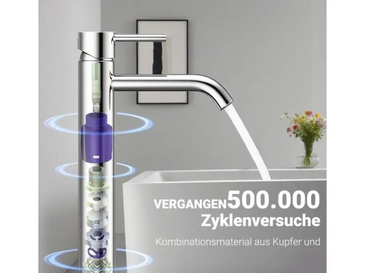 Best AICA Wasserhahn Bad Hoch Waschtischarmatur Auslauf Höhe 195mm Waschbecken Armaturen 304 Edelstahl Einhebelmischer Mischbatterie Chrom