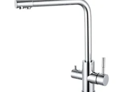 Clearance AICA Wasserhahn Küche Spültischarmatur 3-Wege mit Trinkwasserfilter 2-Hebel Design für Doppelspülen 360° Schwenkbar Chrom