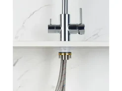 Clearance AICA Wasserhahn Küche Spültischarmatur 3-Wege mit Trinkwasserfilter 2-Hebel Design für Doppelspülen 360° Schwenkbar Chrom