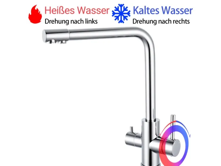 Clearance AICA Wasserhahn Küche Spültischarmatur 3-Wege mit Trinkwasserfilter 2-Hebel Design für Doppelspülen 360° Schwenkbar Chrom