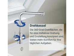 Clearance AICA Wasserhahn Küche Spültischarmatur 3-Wege mit Trinkwasserfilter 2-Hebel Design für Doppelspülen 360° Schwenkbar Chrom