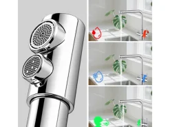 Clearance AICA Wasserhahn Küche Spültischarmatur 3-Wege mit Trinkwasserfilter 2-Hebel Design für Doppelspülen 360° Schwenkbar Chrom