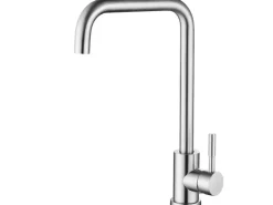 Einhebelmischer<AICA Wasserhahn 360° Drehbare Wassersparende Silber Küchenarmatur Hochdruckfestes Design aus 304 Edelstahl Gefertigt Kaltes/Warmes Wasser Silber Gebürstet