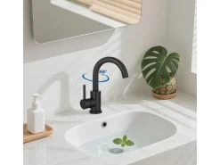 Best AICA Wasserhahn Bad Hoch Waschtischarmatur Auslauf Höhe 158mm Waschbecken Armaturen 304 Edelstahl Einhebelmischer Mischbatterie Schwarz