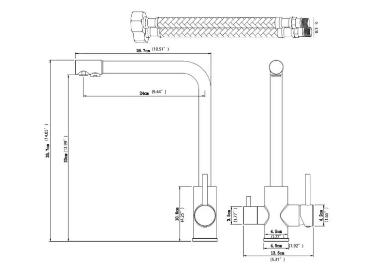 New AICA Wasserhahn Silber Küche Spültischarmatur 3-Wege mit Trinkwasserfilter 2-Hebel Design für Doppelspülen 360° Schwenkbar Silber Gebürstet