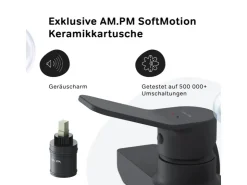 Best AM.PM Einhebel-Duscharmatur Hit Brausearmatur aus Messing, Mischbatterie Brausebatterie Wasserhahn Bad FXA20022 Schwarz
