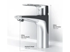 AM.PM Einhebel-Waschtischarmatur Gem Wasserhahn Bad aus Messing, Mischbatterie FGA02100 Chrom