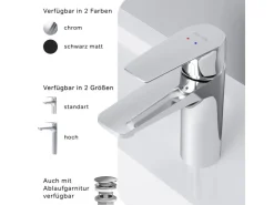 AM.PM Einhebel-Waschtischarmatur Gem Wasserhahn Bad aus Messing, Mischbatterie FGA02100 Chrom