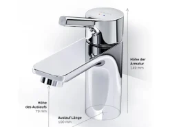 Einhebelmischer<AM.PM Einhebel-Waschtischarmatur X-Joy S Wasserhahn Bad aus Messing, Waschbecken Armatur, Mischbatterie FXB02100 Chrom