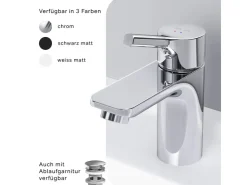 Einhebelmischer<AM.PM Einhebel-Waschtischarmatur X-Joy S Wasserhahn Bad aus Messing, Waschbecken Armatur, Mischbatterie FXB02100 Chrom