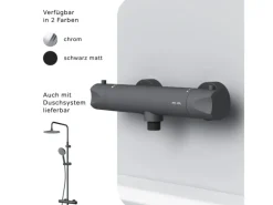 Best AM.PM Thermostat Duscharmatur Hit Brausearmatur aus Messing, Mischbatterie, Duschthermostat FTA40022 Einhebelmischer