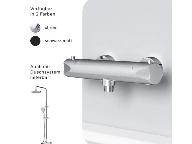Einhebelmischer<AM.PM Thermostat Duscharmatur Hit Brausearmatur aus Messing, Mischbatterie, Duschthermostat FTA40000 Chrom