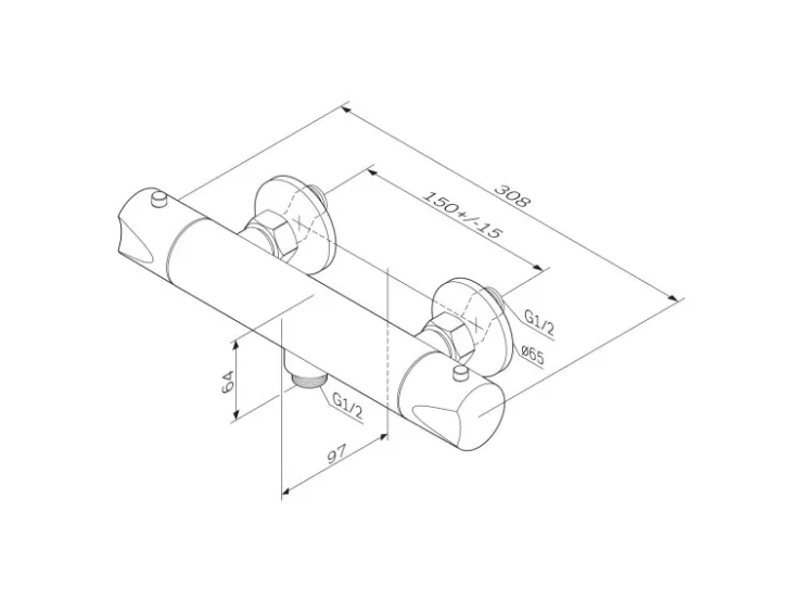Einhebelmischer<AM.PM Thermostat Duscharmatur Hit Brausearmatur aus Messing, Mischbatterie, Duschthermostat FTA40000 Chrom
