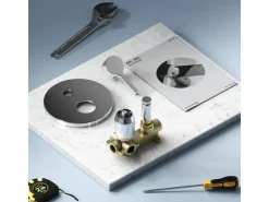 Einhebelmischer<AM.PM Wannen Einhand-Mischbatterie Unterputz Wandthermostat, Thermostat Mischbatterie Dusche X-Joy S FXB45000 Chrom