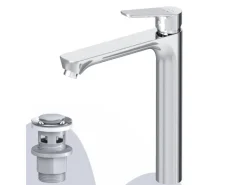 Clearance AM.PM Waschtischarmatur Hoch mit Klick-Ablaufgarnitur Hit Wasserhahn Bad, Mischbatterie FTA92200 Einhebelmischer